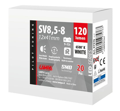 La confezione di 9/32V Led Series 2 SMD x 1 chip - 12x41 mm - SV8,5-8 - 20 pz