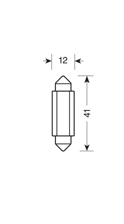 Disegno tecnico quotato di 9/32V Led Series 2 SMD x 1 chip - 12x41 mm - SV8,5-8 - 20 pz, con le misure