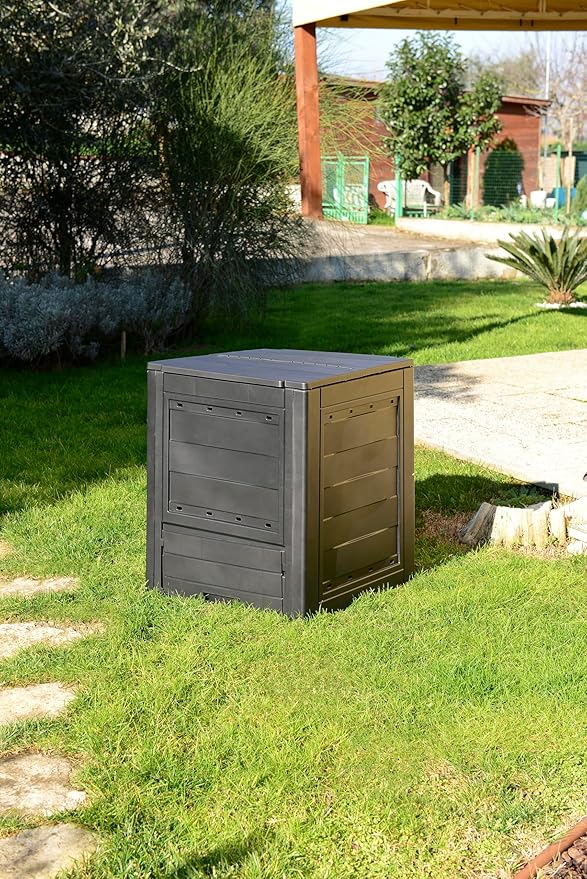 Compostiera da giardino 260 litri Nero Rifiuti organici Dim 60 x 60 x 73 cm TOOMAX  