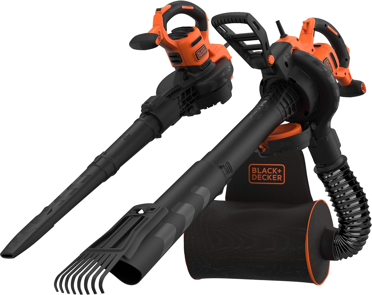 BLACK+DECKER Soffiatore/Aspiratore/Trituratore a filo con ZAINO e RASCHIETTO 3000 W BEBLV301-QS