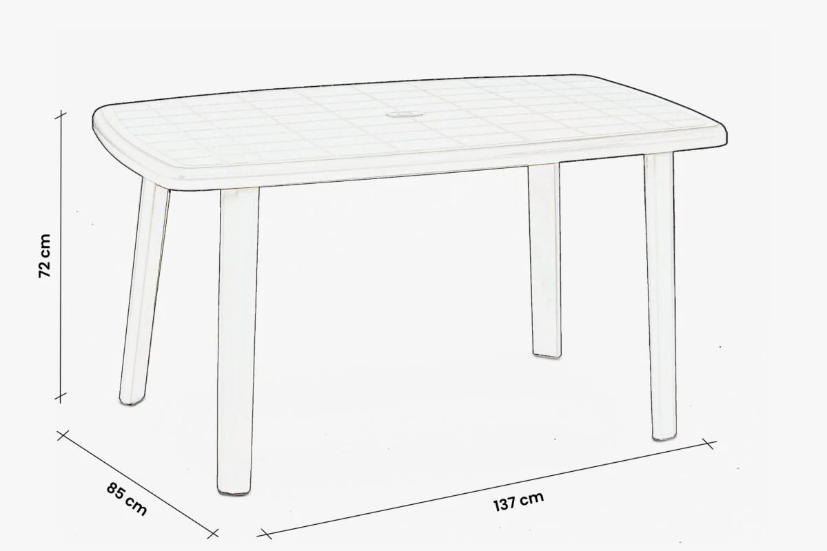 Tavolo Rettangolare Polipropilene Lucido 137x85 cm Esterni Interni Resistente Ecologico