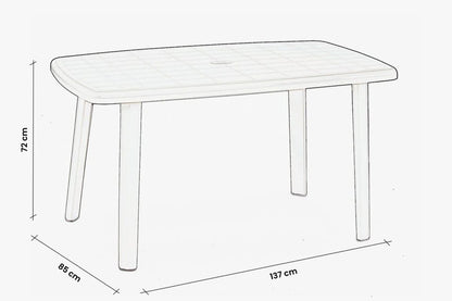 Tavolo Rettangolare Polipropilene Lucido 137x85 cm Esterni Interni Resistente Ecologico