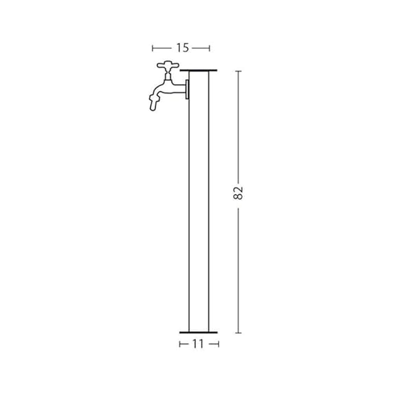 Fontana rettangolare light in metallo - completa di impianto e rubinetto - cm  L11xP15xh82 - mod. 42/RE  