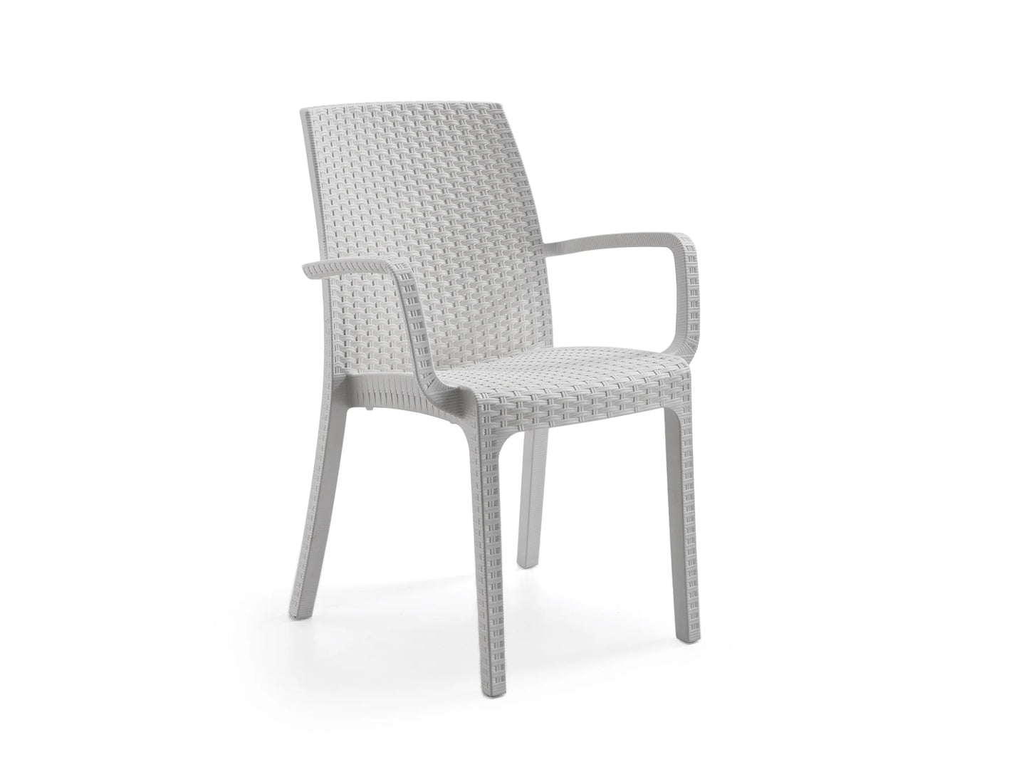 Sedia Impilabile INDIANA con Braccioli - Polipropilene, Finitura Rattan - Uso Contract Interno/Esterno - cm 59x57x86h