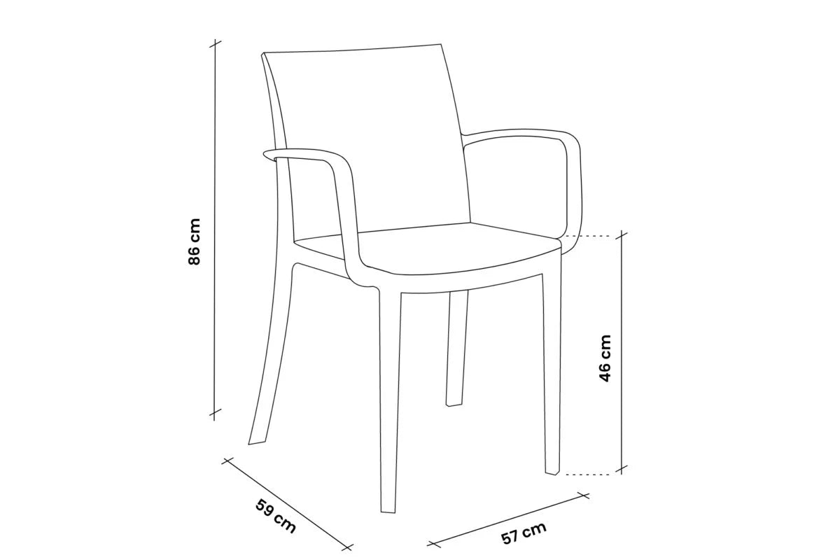 Sedia Impilabile INDIANA con Braccioli - Polipropilene, Finitura Rattan - Uso Contract Interno/Esterno - cm 59x57x86h