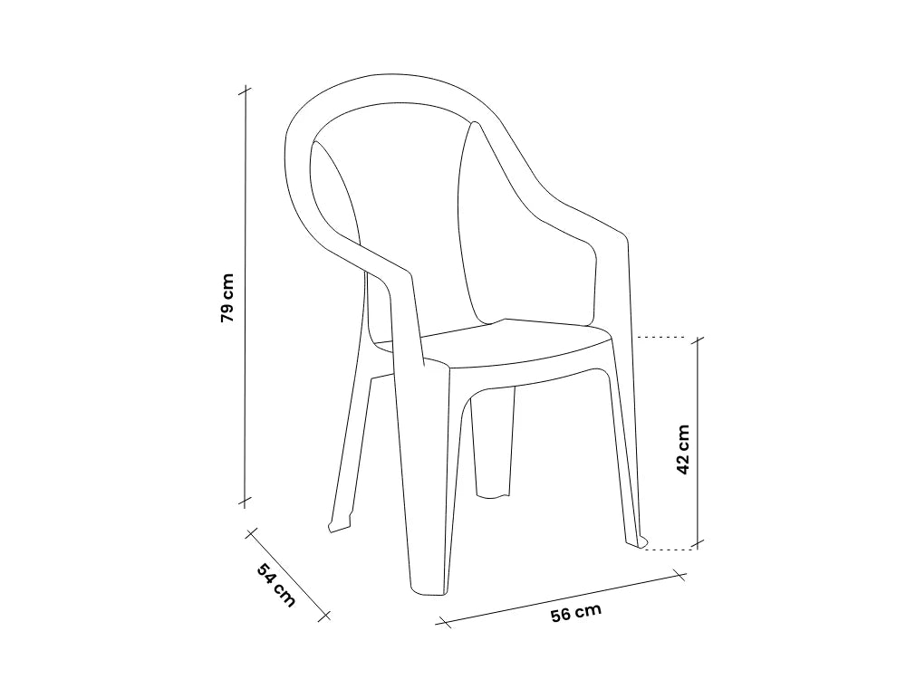 Sedia Impilabile RATAK con Braccioli - Polipropilene, Schienale Basso, Finitura Matt - cm 56x54x79h