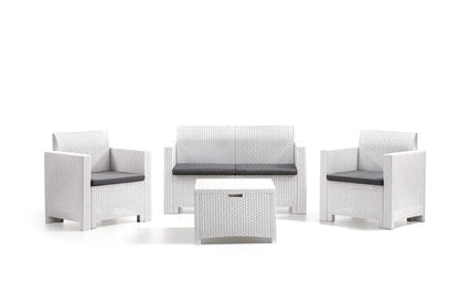 Set Giardino Nebraska 2 - Polipropilene Effetto Rattan, 4 Posti, Waterproof, Tavolo Storage