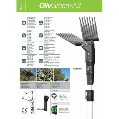 Abbacchiatore elettrico - "Olivgreen a3" - motore 12v