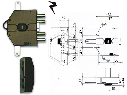 Serratura Elettrica Triplice Yale 682 Segreta per Legno - Pompa Ent.65mm (DX/SX, Cil. 60/70/80mm)