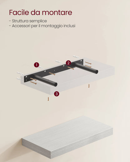 Floating Shelf, Wall Shelf for Books, Photos, Collectibles, 40 X 20 X 3.8 Cm, MDF, for Living Room, Kitchen, Bedroom