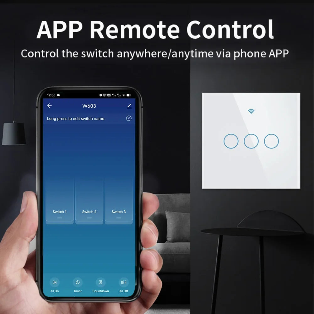 Tuya WIFI Smart RF433 Wall Galss Panel Switch EU 1/2/3/4 Gang Smart Life App Voice Control Work with Alexa Google Home