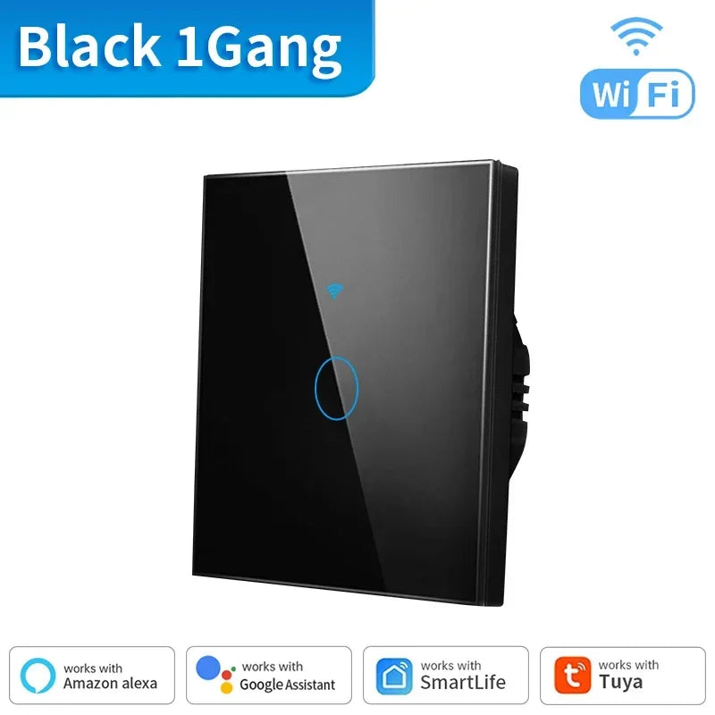 Tuya WIFI Smart RF433 Wall Galss Panel Switch EU 1/2/3/4 Gang Smart Life App Voice Control Work with Alexa Google Home
