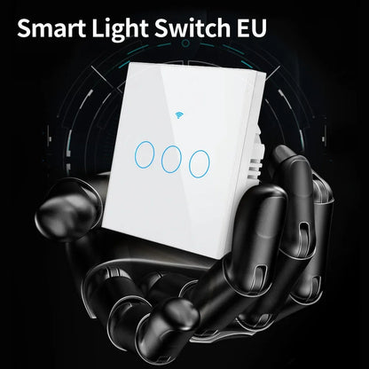 Tuya WIFI Smart RF433 Wall Galss Panel Switch EU 1/2/3/4 Gang Smart Life App Voice Control Work with Alexa Google Home