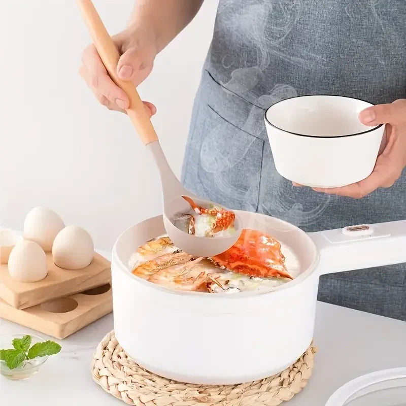 12Pcs Set of Multi-Color Silicone Wooden Handle Kitchenware Set Non Stick Pot Spatula and Spoon Cooking Utensils, Heat-Resistant