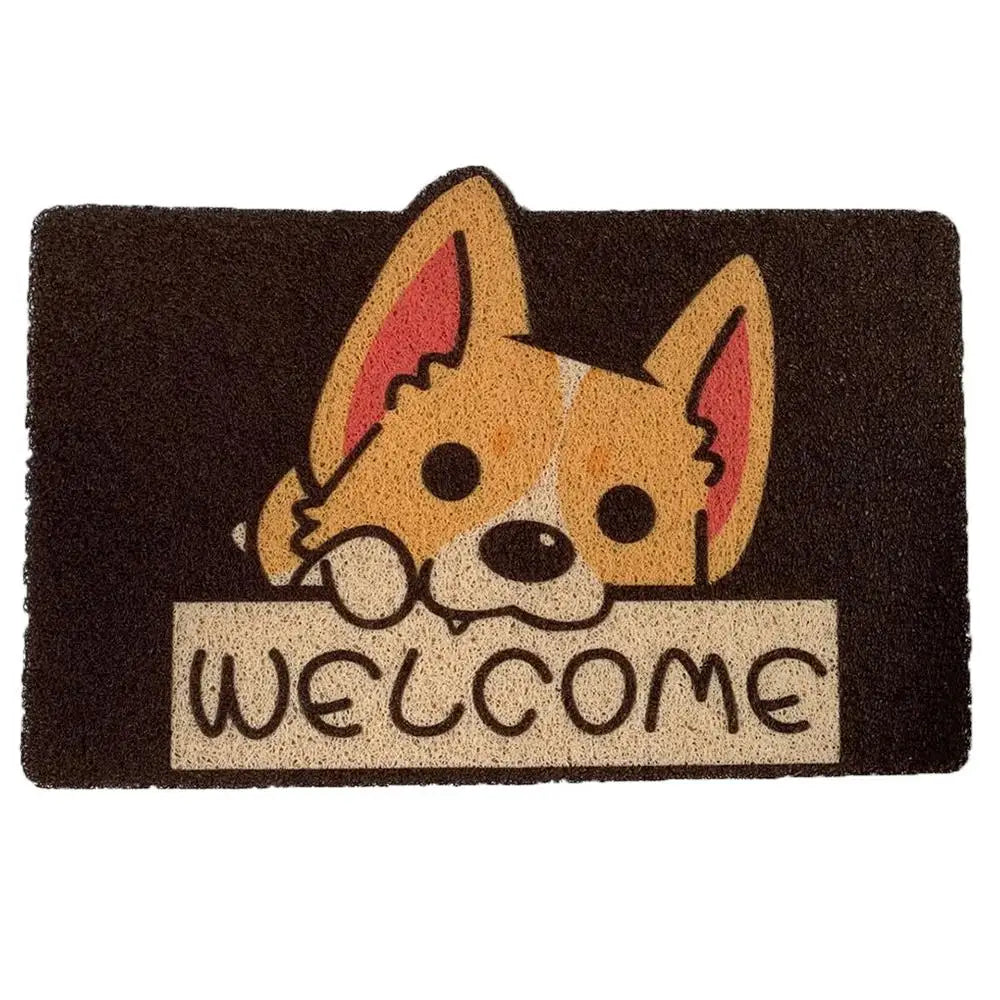 Cute Welcome Doormats for Front Door Outdoor for Entrance Heavy Duty Doormat Puppy Cat Animal Floormat Easy Clean Shoes Scraper