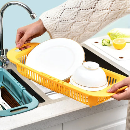 Kitchen Organizer Soap Sponge Holder Adjustable Vegetable Drain Basket Sink Rack Telescopic Drain Rack Kitchen Organizer Gadgets