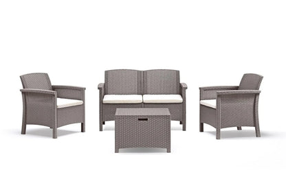 Set Giardino BICA 'Venezia II' 4 Posti - Polipropilene Effetto Rattan con Cuscini