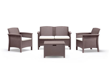 Set Giardino BICA 'Venezia II' 4 Posti - Polipropilene Effetto Rattan con Cuscini