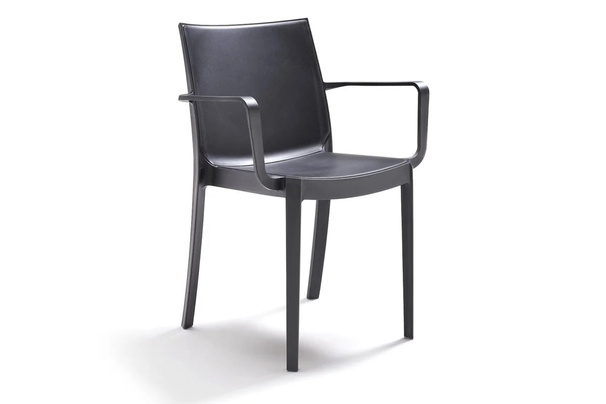 Sedia Impilabile VICTORIA con Braccioli - Polipropilene, Finitura Matt - Uso Interno/Esterno - cm 58x55x82h