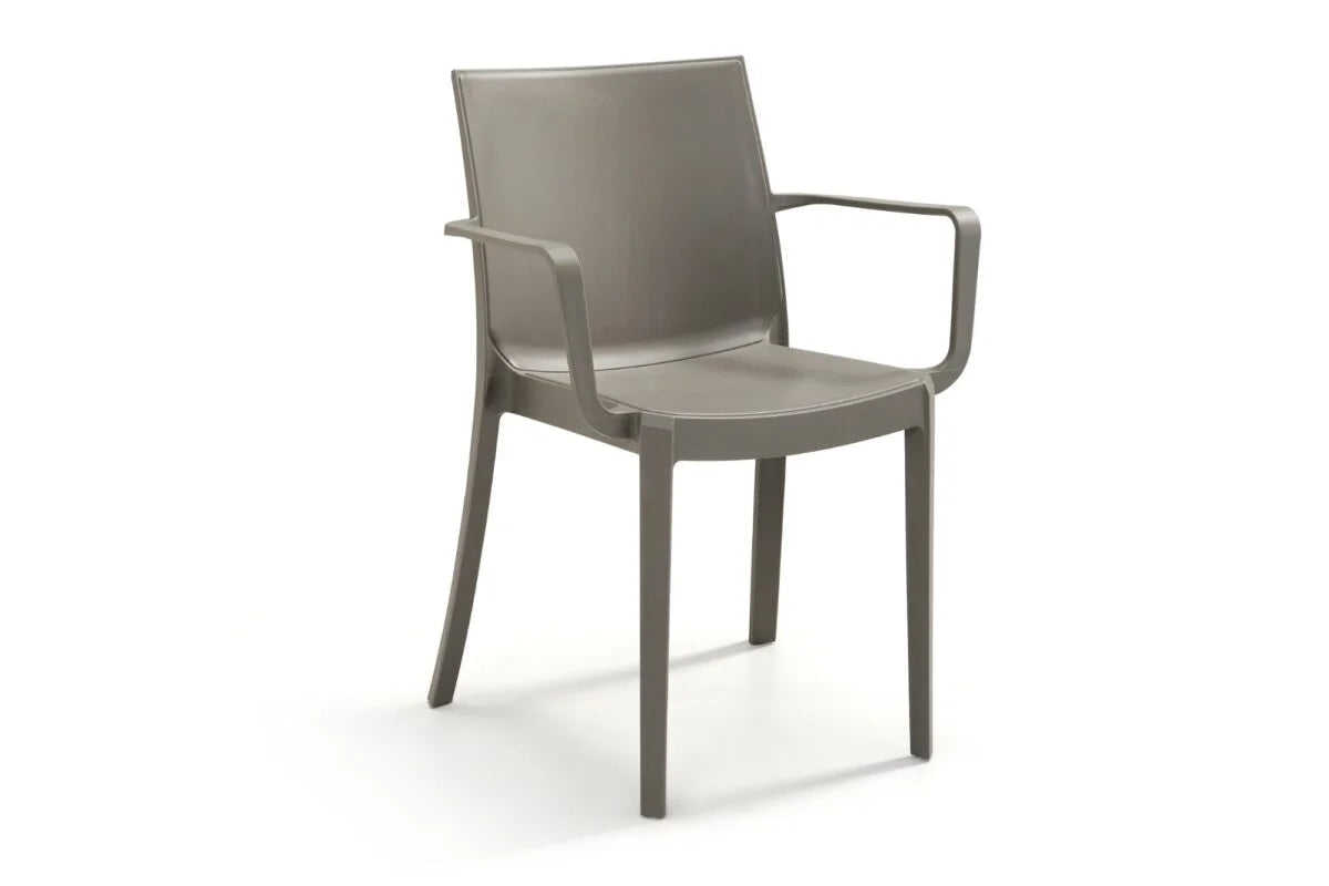 Sedia Impilabile VICTORIA con Braccioli - Polipropilene, Finitura Matt - Uso Interno/Esterno - cm 58x55x82h
