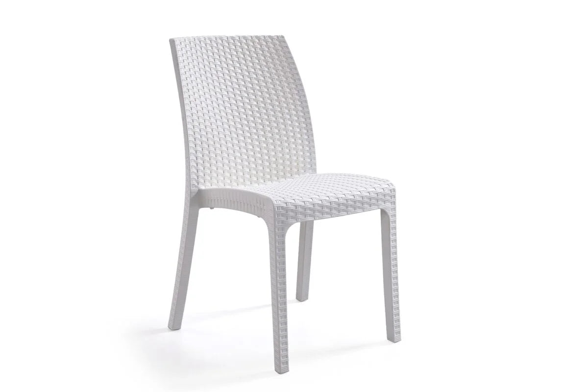 Sedia Impilabile VIRGINIA - Polipropilene, Finitura Rattan - Uso Contract Interno/Esterno - cm 47x59x86h