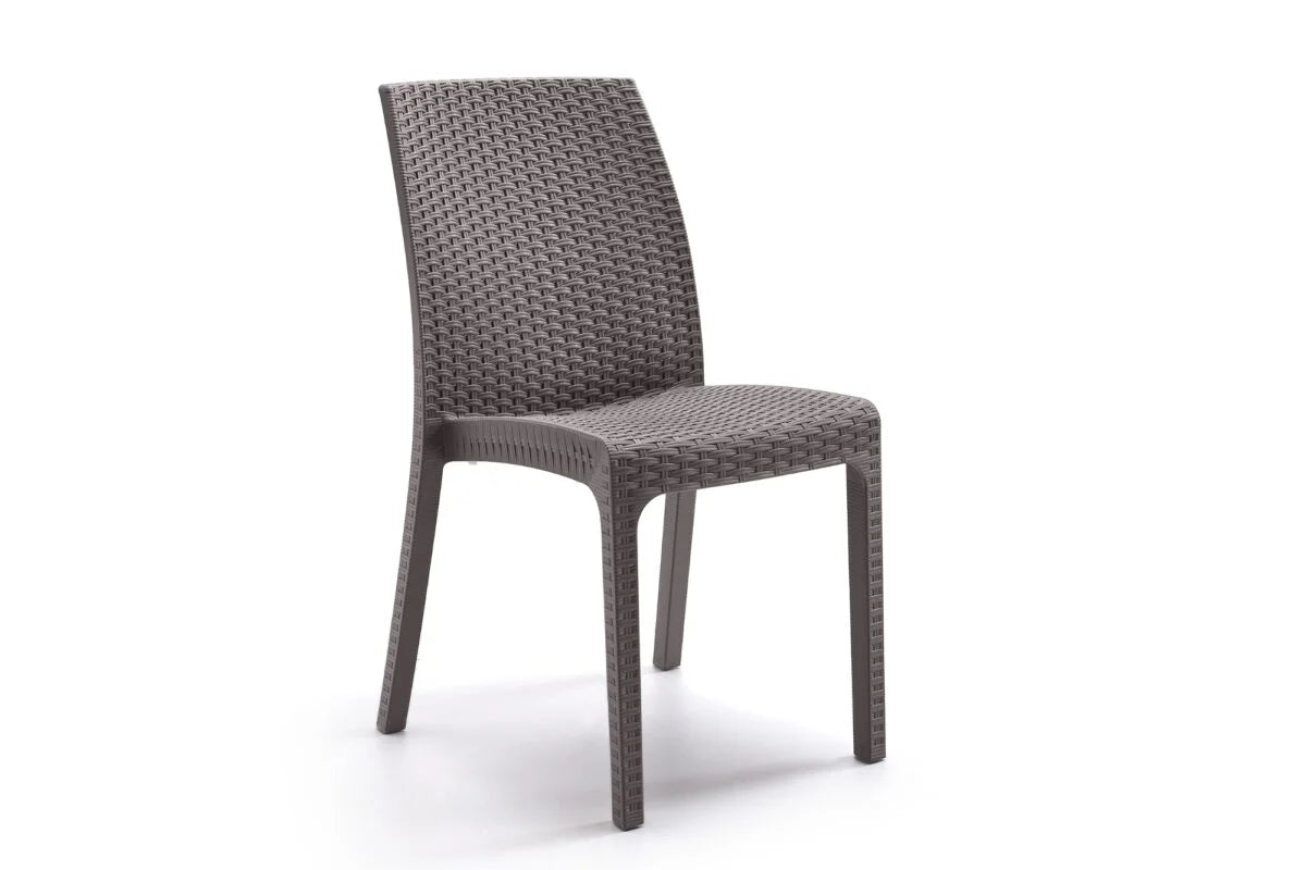 Sedia Impilabile VIRGINIA - Polipropilene, Finitura Rattan - Uso Contract Interno/Esterno - cm 47x59x86h