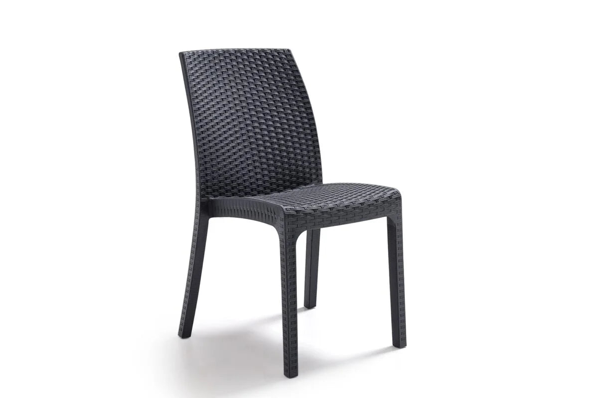 Sedia Impilabile VIRGINIA - Polipropilene, Finitura Rattan - Uso Contract Interno/Esterno - cm 47x59x86h