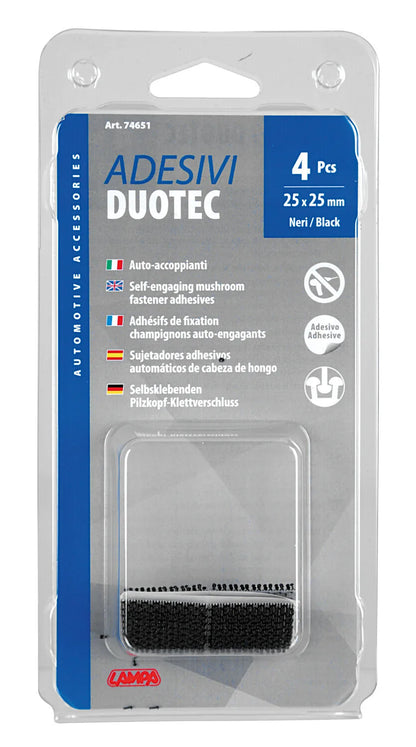 La confezione di Adesivi Duotec auto-accoppianti, set 4 pz - 25x25 mm