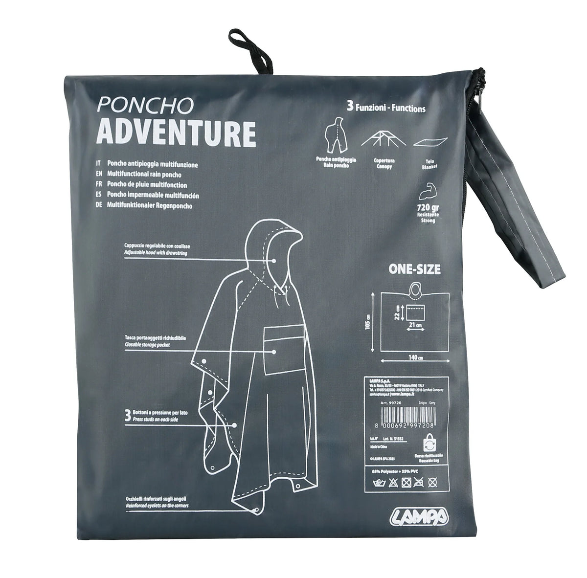 La confezione di Adventure, poncho antipioggia multifunzione