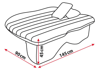 Disegno tecnico quotato di Air-Bed, materasso gonfiabile per auto + mini compressore, con le misure