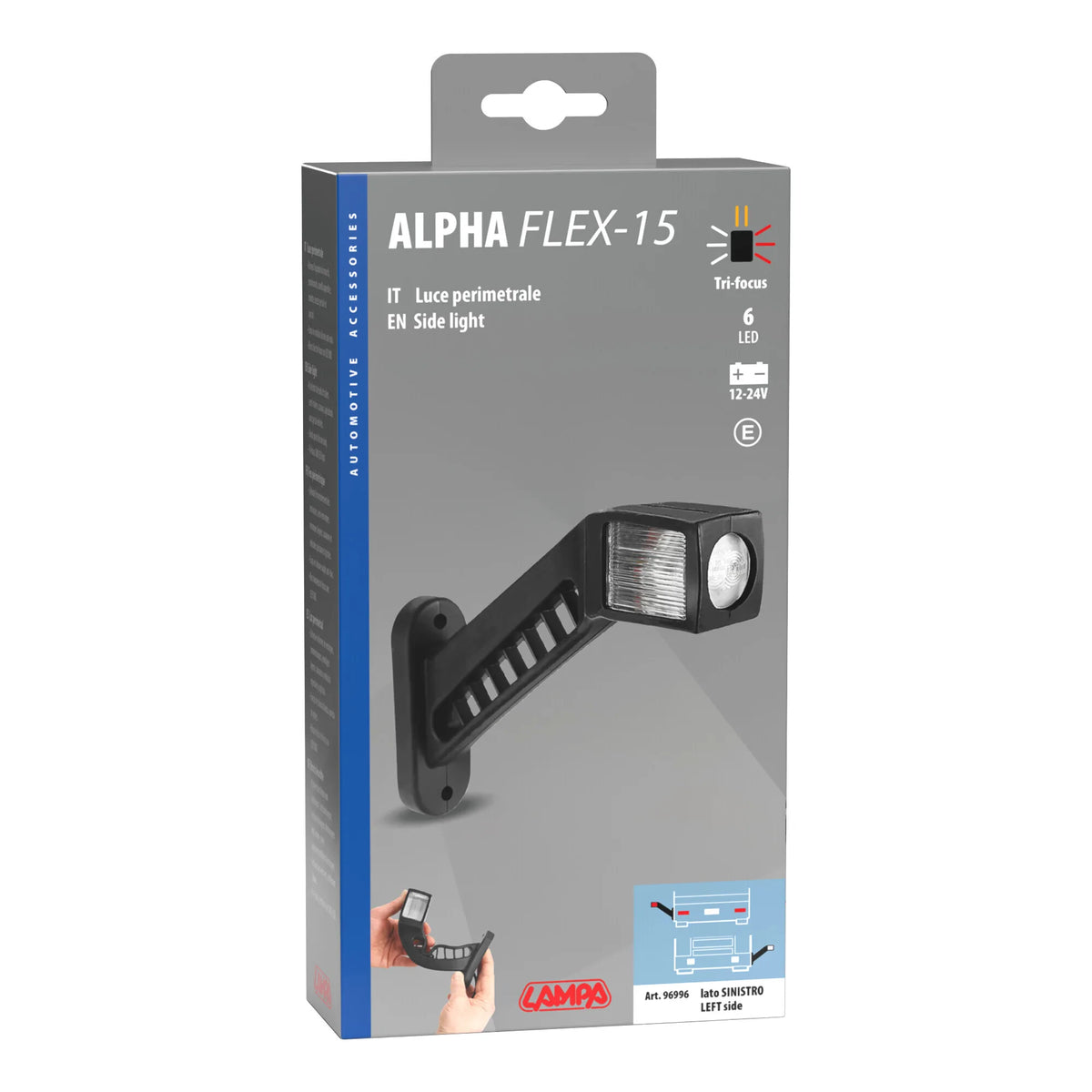 La confezione di Alpha Flex 15, luce ingombro - 6 Led