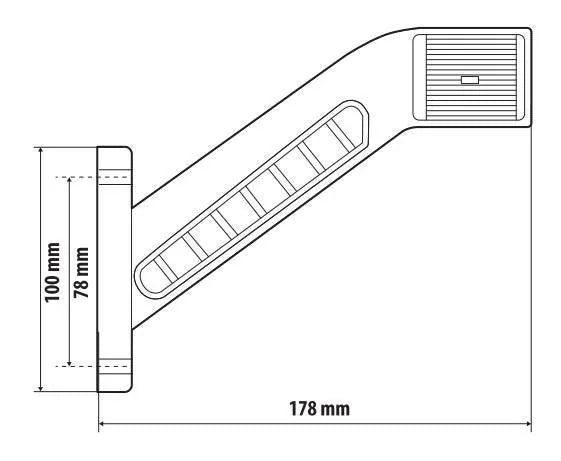 Disegno tecnico quotato di Alpha Flex 15, luce ingombro - 6 Led, con le misure, vista 4