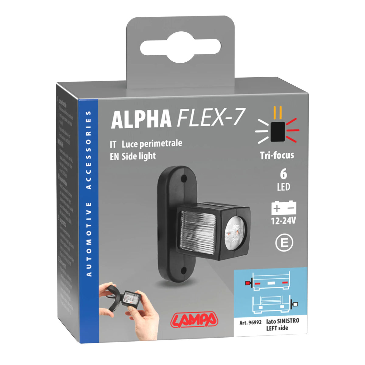 La confezione di Alpha Flex 7, luce ingombro - 6 Led