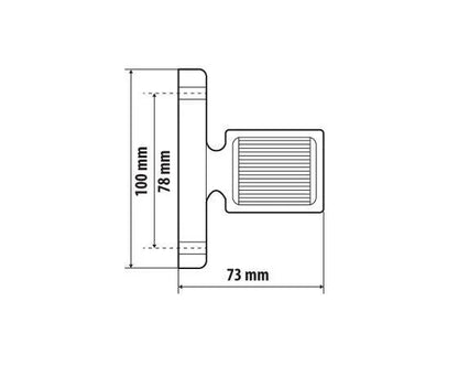 Disegno tecnico quotato di Alpha Flex 7, luce ingombro - 6 Led, con le misure, vista 4