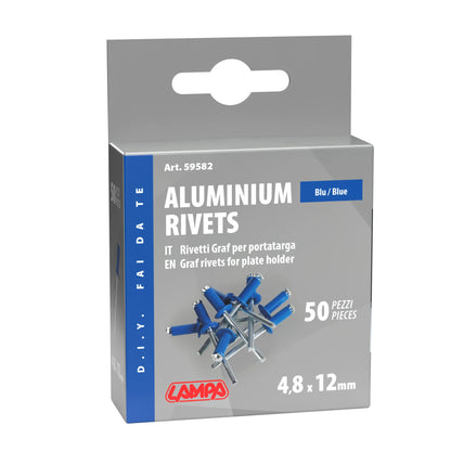 La confezione di Aluminium Rivets, set 50 rivetti Graf per portatarga, vista 2