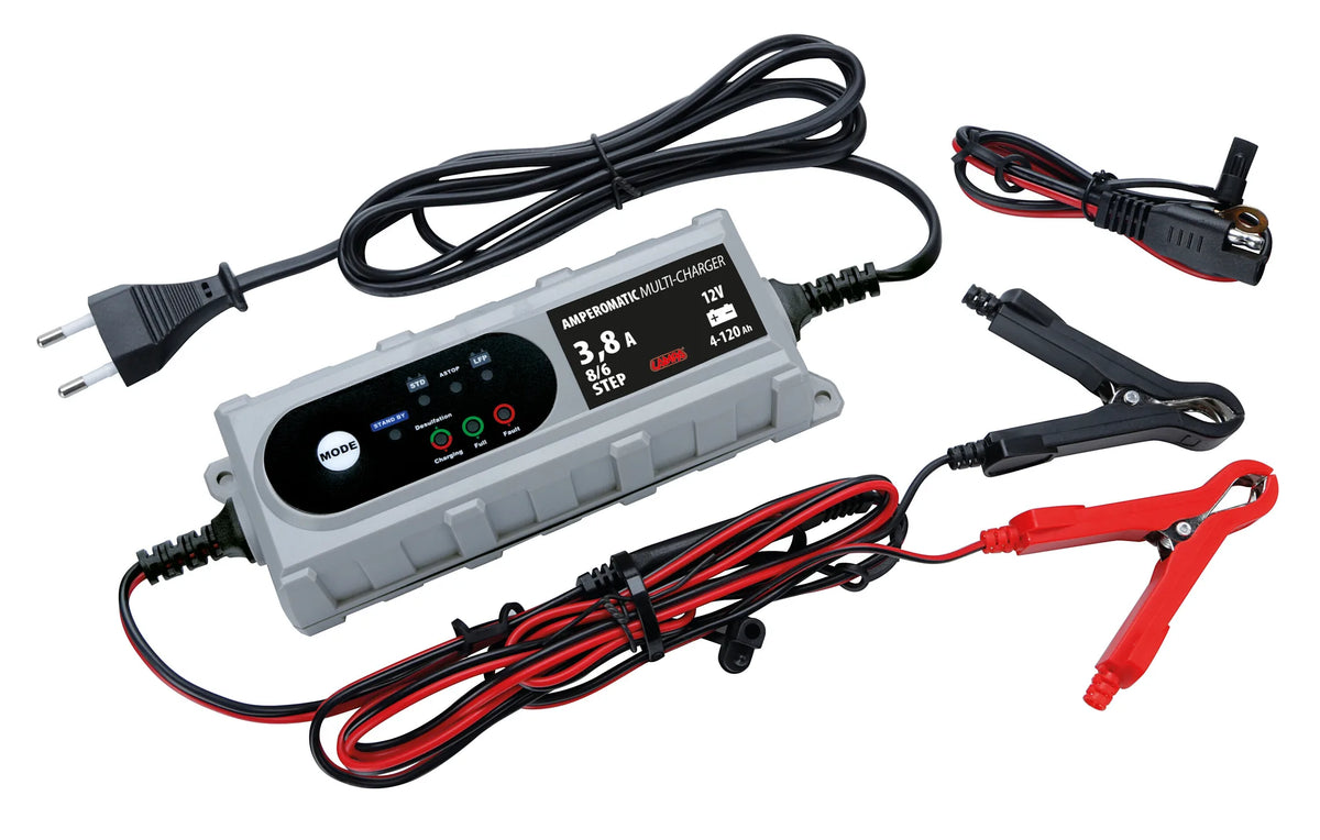 Amperomatic Multi-Charger, caricabatteria intelligente, 12V — tester per verificare lo stato batteria