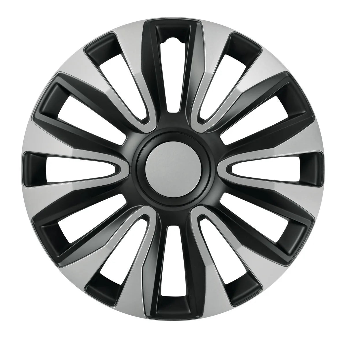 Avalone Silver & Black - Set 4 copricerchi - Ø — universali per tutti i cerchi in acciaio