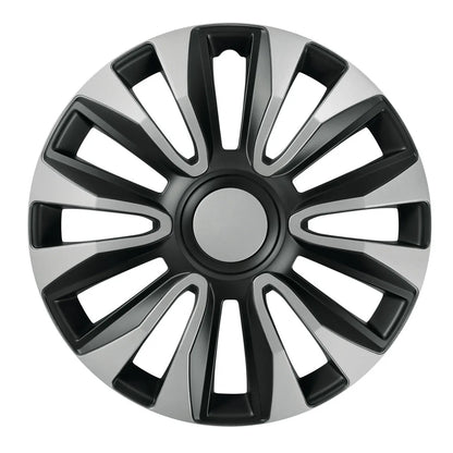 Avalone Silver & Black - Set 4 copricerchi - Ø — universali per tutti i cerchi in acciaio