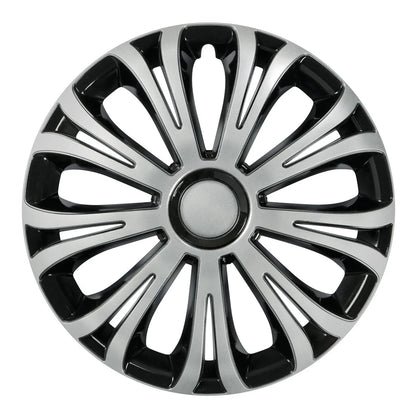 Avera Silver & Black - Set 4 copricerchi - Ø — universali per tutti i cerchi in acciaio