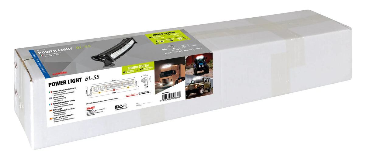 La confezione di Barra a Led con struttura curva in alluminio, 12/24V