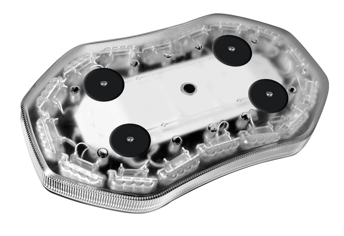 Barra lampeggiante arancio a 64 led, 10/30V - Base magnetica — design compatto