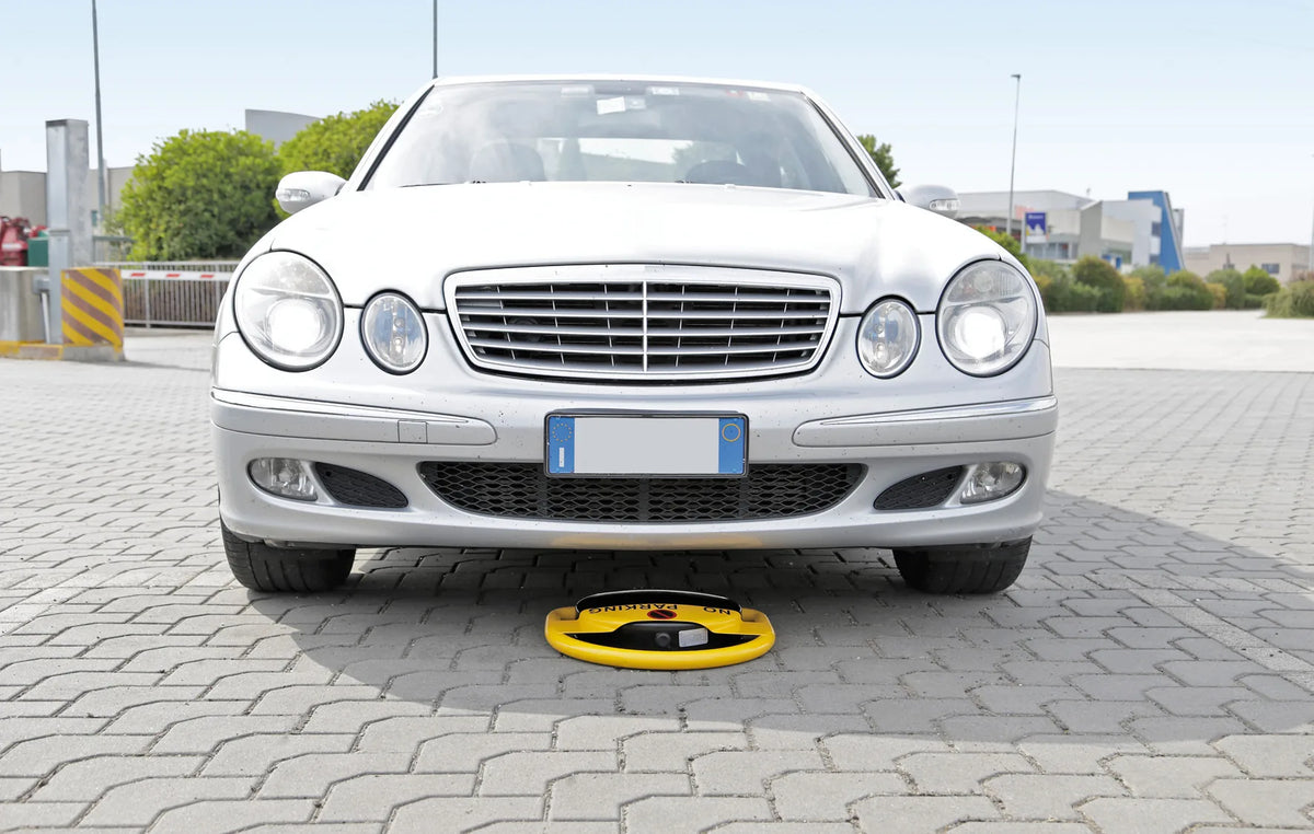 Barriera di parcheggio automatica con telecomando montato sul veicolo, vista 2
