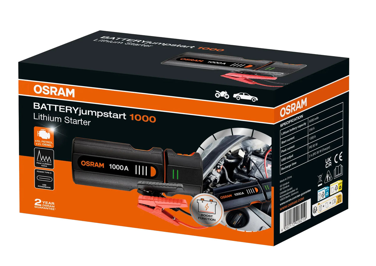 BATTERYjumpstart 1000, avviatore di emergenza con funzione su fondo bianco, vista 14