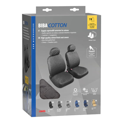 La confezione di Biba, coppia coprisedili anteriori in cotone, universali