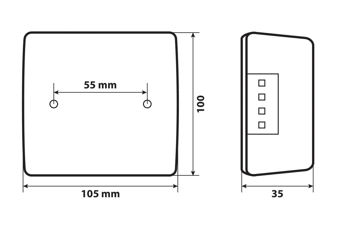 Disegno tecnico quotato di C-Led Look, fanale posteriore Led 4 funzioni, 12/24V, con le misure