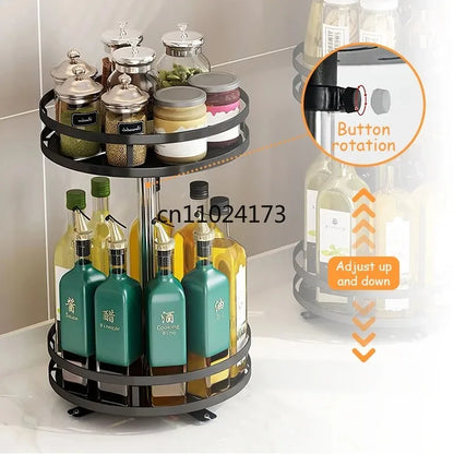 360°Rotation Spice Rack Organizer Jar Cans Non-Skid Storage Tray for Seasonings Kitchen Storage Rack Kitchen Accessories