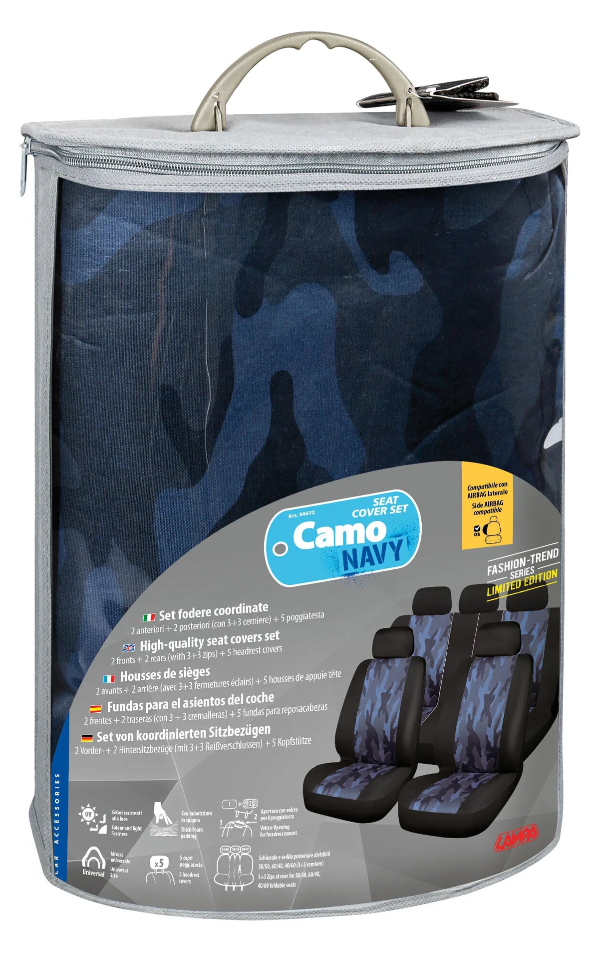 La confezione di Camo Navy, set fodere coordinate