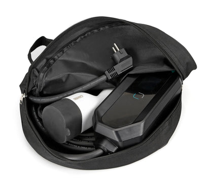 Carica batteria portatile per veicoli elettrici su fondo bianco, vista 8