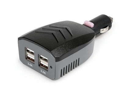 Caricabatteria 4 porte Usb - 6800 mA su fondo bianco