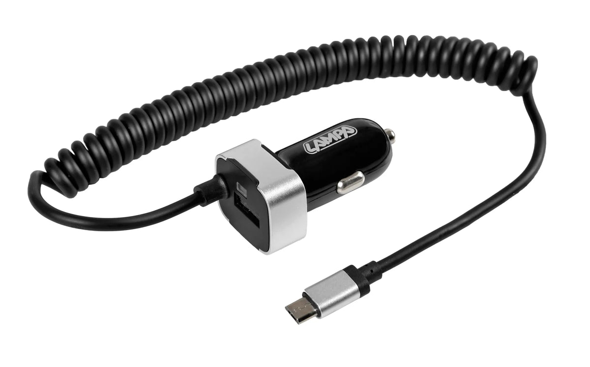 Caricabatteria Micro Usb con 1 porta Usb - Fast Charge - — cavo a spirale con massima estensione di 150 cm